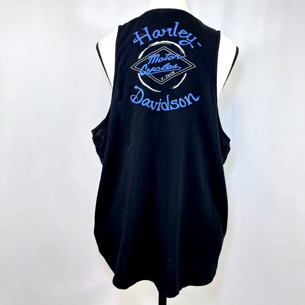 Harley Davidson tank top mesh lace accent woven black women XL